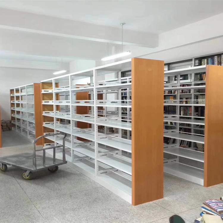 学校图书馆阅览室钢木书架现代简约多层单面双面资料收纳落地书架