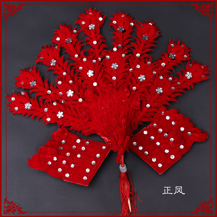 现货速发戏曲头饰红色绒花绒凤偏凤大绒正凤绒条花花旦青衣头饰头