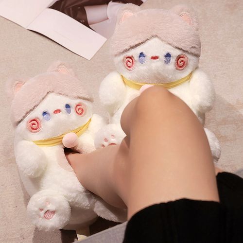 快速发货可爱卡通冬季毛绒地板拖棉D拖鞋男女冬季居家包跟保暖防