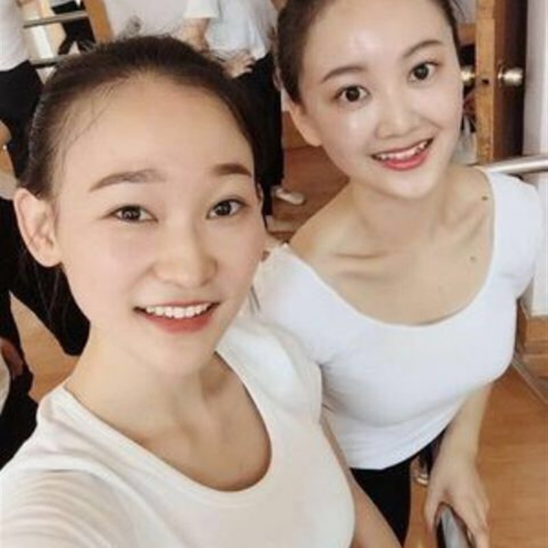 现货舞蹈瑜伽服上衣双u大圆领短袖t恤士修身露背打底衫低领黑色半