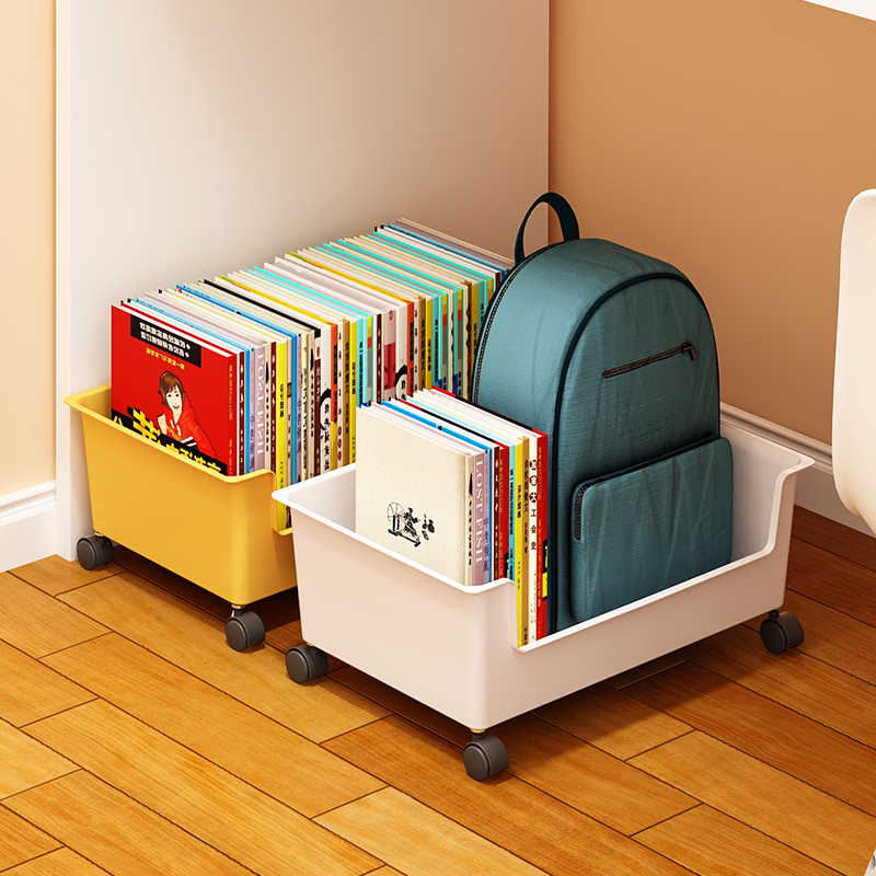现货速发书包置物架落地可移动带轮学生宿舍零食桌下书架办公室桌