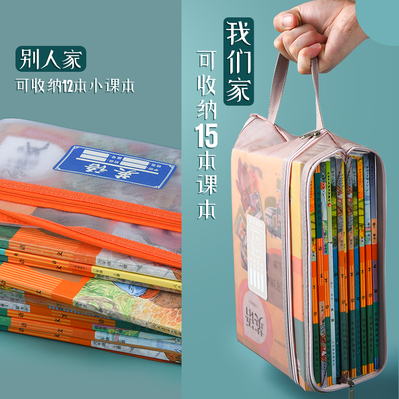 现货速发学科科目分类文件袋拉链式双层小学生一年级用资料袋语文