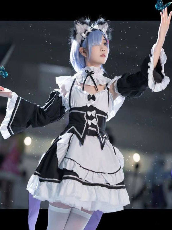 ชุดคอสเพลย์เรม ชุดคอสเพลย์ราม ชุดแม่บ้าน ชุดเต็มเซตจากเรื่อง Re:Zero - Starting Life in Another World