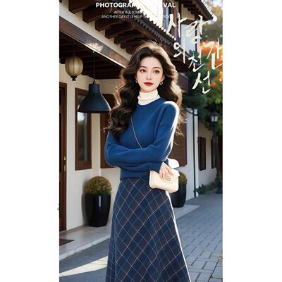 冬装搭配一整套大码胖mm针织连衣裙韩系穿搭气质减龄漂亮套装裙女