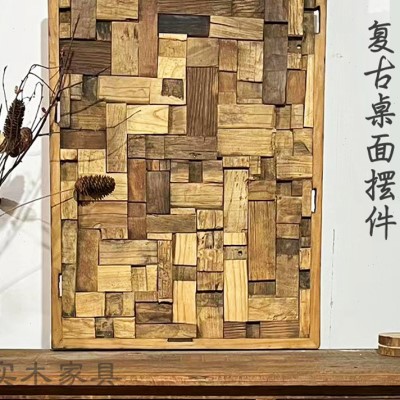 实木复古摆件玄关装饰画立体壁画墙面挂画桌面摆件侘寂风落地摆件图片