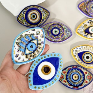 立体花纹蓝眼睛磁贴工艺品 Eye 4个恶魔之眼烫金浮雕冰箱贴 Evil