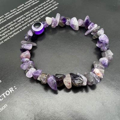 天然不规则水晶碎石蓝眼睛手串