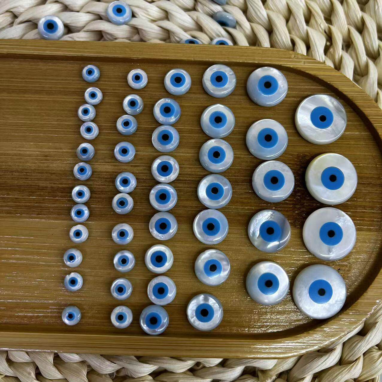 10颗土耳其蓝眼睛贝壳DIY扁珠