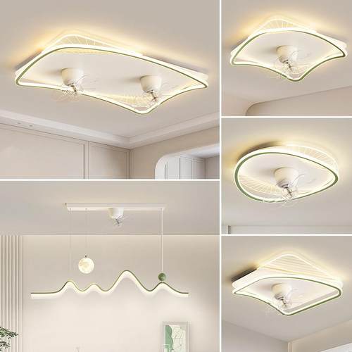 客厅风扇灯现代极简可摇头电扇一体吸顶灯全光谱护眼全屋灯具套餐