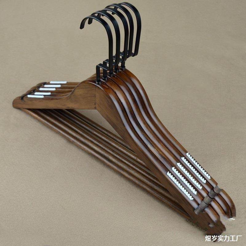 复古实木衣架成人衣撑裤架服装店木质衣架酒店防滑无痕木头衣挂