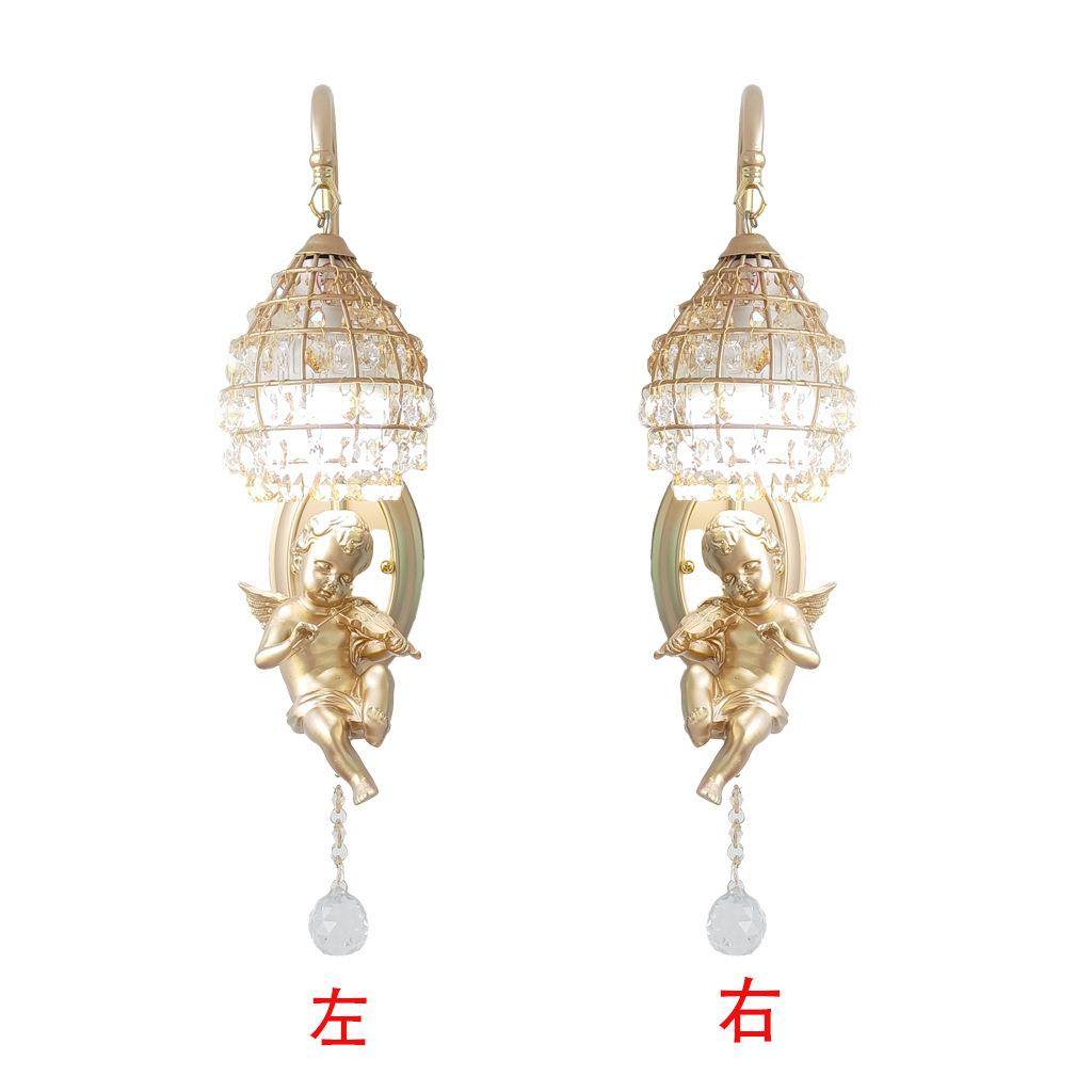 一对北欧小天使水晶壁灯床头暖光客厅卧室儿童房装饰卡通灯