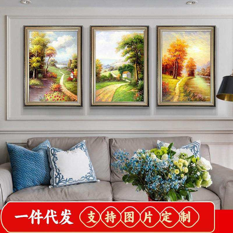 欧式5D钻石画满钻客厅点贴钻十字绣山水风景油画餐厅三联画钻石绣