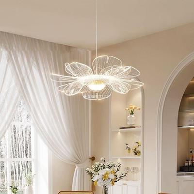 轻奢餐厅吊灯创意艺术卧室灯极简网花瓣台灯奶油中山灯具三色变光