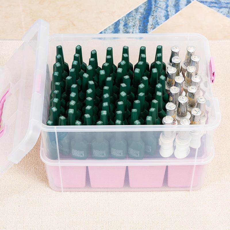 甲油胶收纳盒踩不坏塑料手提宝宝玩具积箱分层多层双层透明整理箱