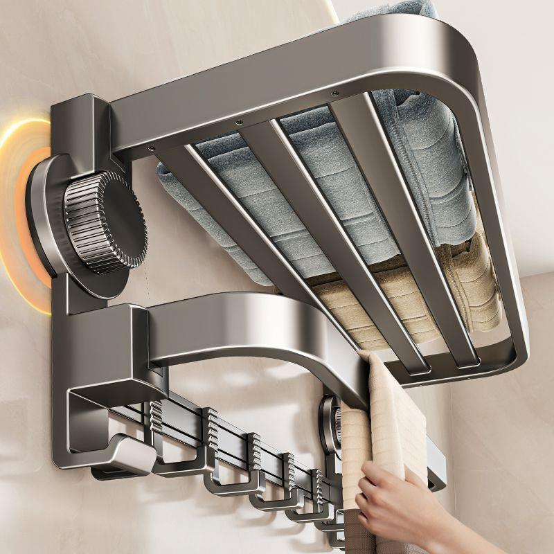 2025新款吸盘毛巾架卫生间免打孔浴室置物架一体浴巾架毛巾杆