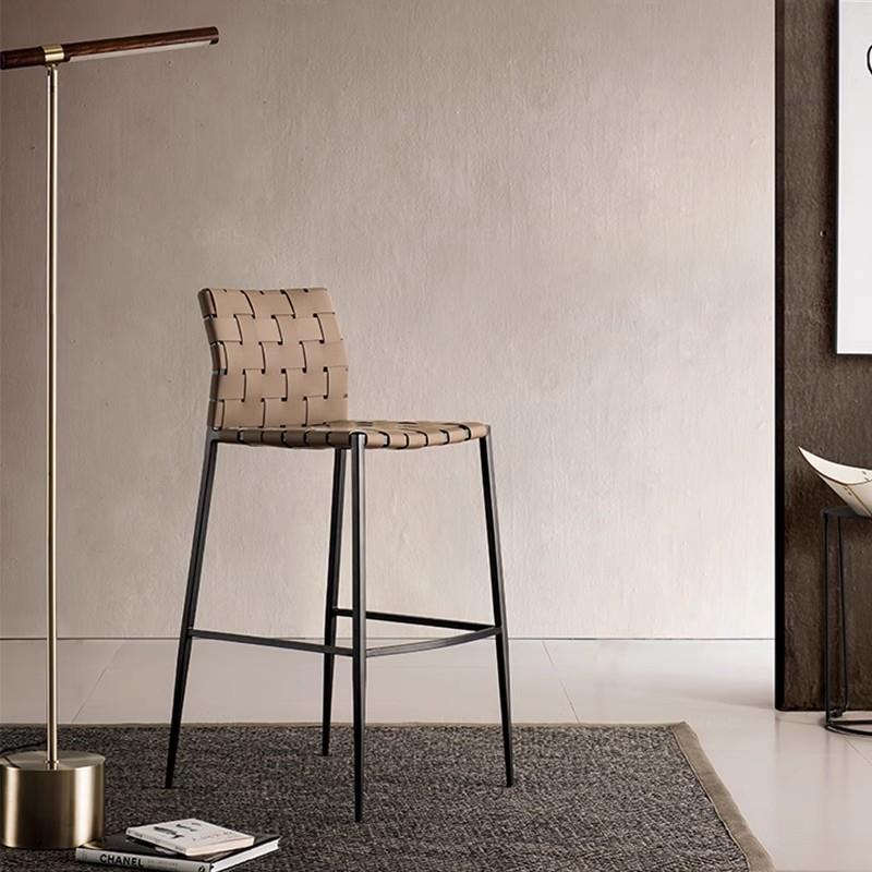 设计师吧台椅马鞍皮高端吧椅高脚凳意式休闲椅餐厅吧台凳子升降椅