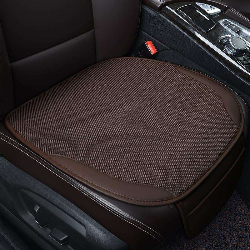 I5O汽车坐垫亚麻四季无靠背三件套通风透气四季通用单片防滑贴合