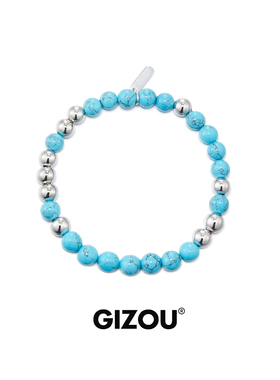 极昼GIZOU韩版水晶手链NUMBERING天然绿松石白水晶手链纯银手串