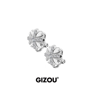 极昼GIZOU无耳洞莫鸢尾花十字花纯银耳夹男小众轻奢设计高级耳饰