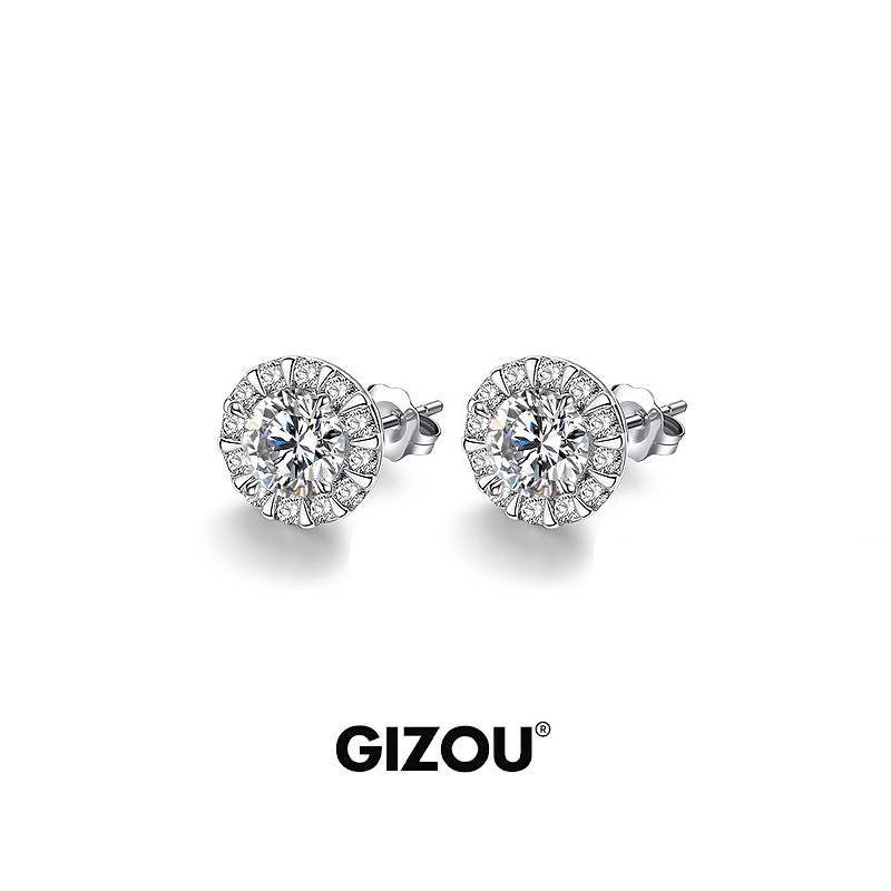 GIZOU张子墨同款耳钉男纯银守护者莫桑钻莫桑石耳钉男设计感小众