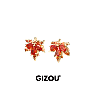 官方正品云旗同款枫叶耳钉S925银女高级设计感郝熠然耳饰男情人节