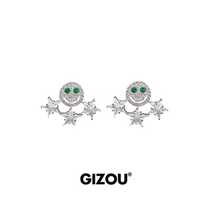 权志龙同款纯银星星笑脸男士耳钉高级感痞帅风镶钻男款美式风设计