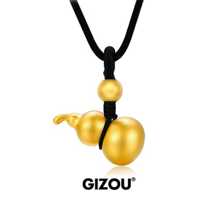 王嘉尔同款金色葫芦吊坠项链男款潮流高级感长款编织绳转运送男友