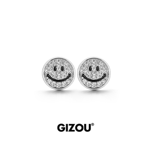 爆闪满钻幸运笑脸耳钉男士纯银设计感小众高级感痞帅耳饰冷淡风