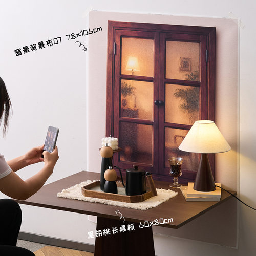 复古油画布窗户拍照背景布