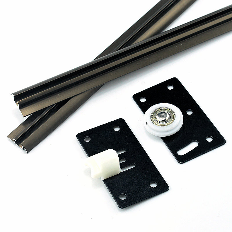 衣橱柜推拉移门单轨道加厚免开槽滑道静音路轨趟门吊导轨槽轮配件