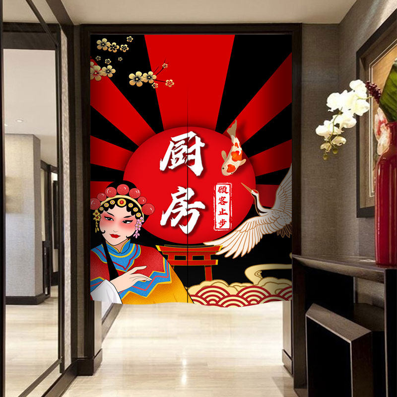 厨房门帘隔断帘后厨防油烟专用遮挡商用半帘布挂帘子餐饮饭店定制