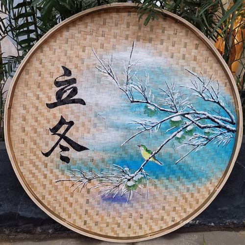 农家乐新款匠心人物民宿饭店包间墙面装饰手绘簸箕画墙饰墙壁挂饰