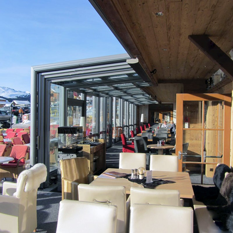 不违建移动折叠阳光房别墅封阳台伸缩花园玻璃房露台泳池盖顶定制