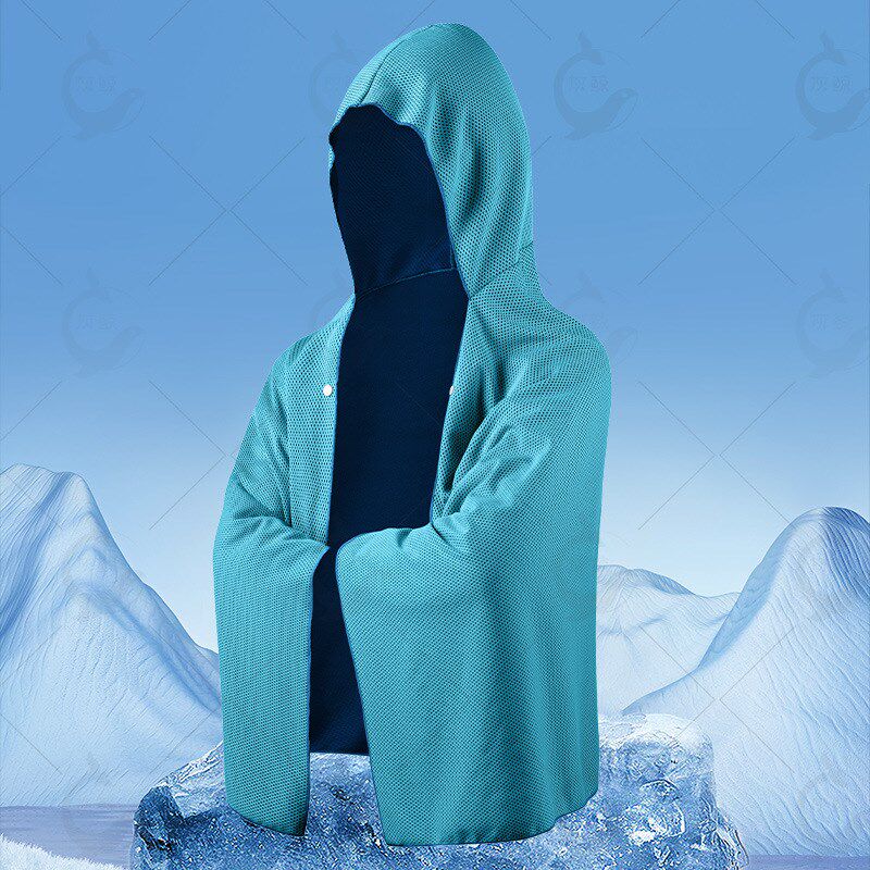 户外运动冷感防晒斗篷加大速干连帽沙滩浴巾吸水遮阳披肩冰凉毛巾