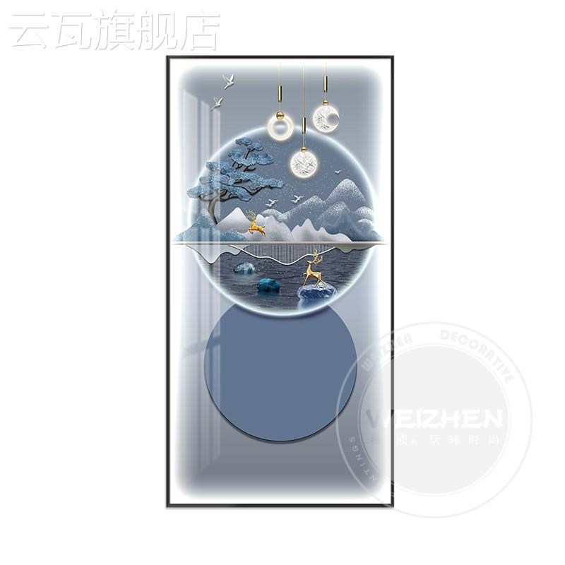 led带灯入户玄关装饰r画简约现代高端艺术壁画走廊楼梯过道挂画