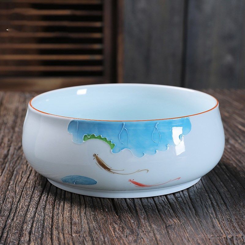 纯手工手绘茶洗家用茶杯收纳缸茶叶储藏罐茶饼储T存罐功夫茶具配,餐饮具,茶道/零配,淘宝优惠券,粉丝福利购,淘宝优惠卷