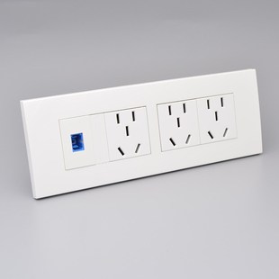 118型四位光纤带五孔插座SCx光钎口 3个二三插15孔电源插墙壁面板