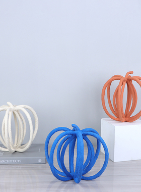 现代简约北欧风格南瓜形状摆x件金属样板间儿童房客厅桌面软装饰