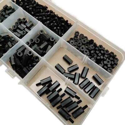 螺母管塑料隔离绝缘黑色300pcsD双组合通柱m3螺柱套装尼龙 螺丝