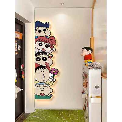 蜡笔小新轻奢ledm灯画客厅沙发背景墙壁画玄关装饰画走廊过道挂画
