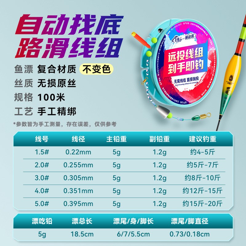 路滑免调漂线组全套远投成品自动找底路滑钓R组套装咬钩变色漂