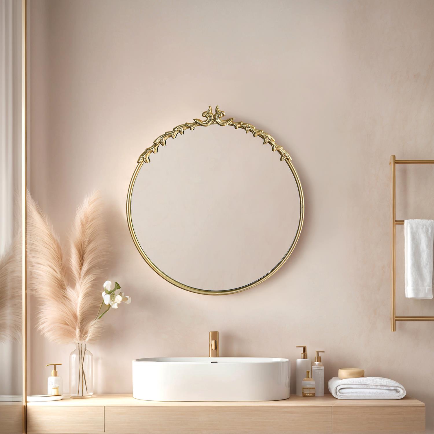 你可居法式室妆镜卫生间复古化镜浴半身脸镜2HTU025新款圆镜子洗