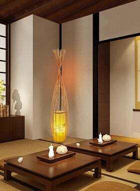 2863815025热销新创中0式竹艺落地灯客厅复古日东南亚简约式意装