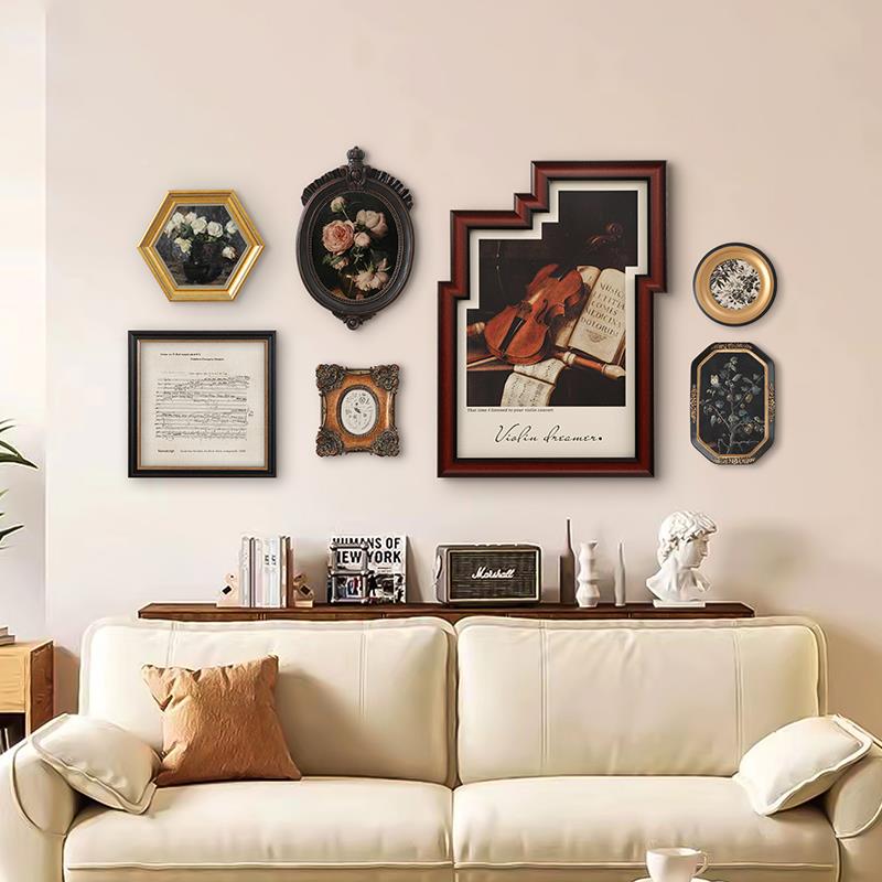 斯达欧画式文艺覆古装饰画 画组合客厅餐床桌壁柜柏墙上挂 画卧F3