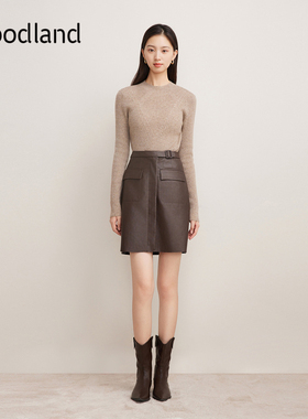 Goodland美地2024年冬季新款美丽诺羊毛羊绒打底钉珠套头毛针织衫