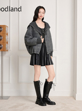 Goodland美地女装大翻领羊毛大衣外套女宽松2025冬新款LC35510070