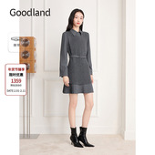 Goodland美地灰色法式 假两件针织背心连衣裙2025冬新款 LC35506417