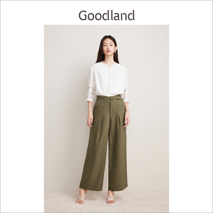 夏季 刺绣气质七分袖 Goodland美地女装 法式 圆领衬衫 上衣宽松版