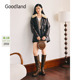 Goodland美地羊羔毛翻领皮衣羽绒服女鸭绒2025冬新款 LC35309010