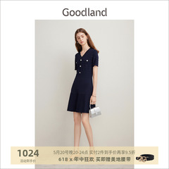 【博主同款】Goodland美地2024新款优雅气质小香风针织连衣裙夏